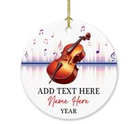 Décoration de Noël fantaisie pour amoureux de violoncelle 2025, texte personnalisé année et nom de Noël, cadeau pour homme, femme, papa, maman, étudiant, décoration souvenir de musique pour