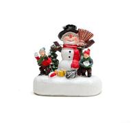 Décoration de Noël festive en résine avec scène de village et lumière LED pour ambiance de vacances (B)