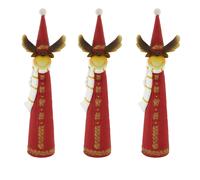 Décoration de Noël Figurine de renne Figurine sur pied Décoration de l'Avent Décoration d'hiver, plastique rouge blanc marron, l x h 10 x 36 cm, lot de 3