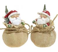 Décoration de Noël Figurine du Père Noël dans sa hotte Décoration de table Avent Jute peint à la main 8cm/13cm 2er Set