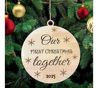 Décoration de Noël « First Christmas Together 2024 » - Décoration de sapin en bois - Décoration de Noël - Insert de carte pour la famille et les amis