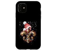 Décoration de Noël Fleur de Lis avec Chapeau de Père Noël Lumières de Noël Coque pour iPhone 11