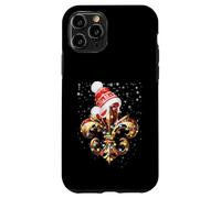 Décoration de Noël Fleur de Lis avec Chapeau de Père Noël Lumières de Noël Coque pour iPhone 11 Pro