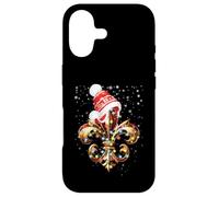 Décoration de Noël Fleur de Lis avec Chapeau de Père Noël Lumières de Noël Coque pour iPhone 17