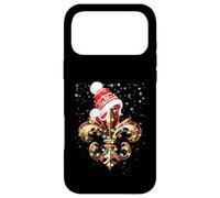 Décoration de Noël Fleur de Lis avec Chapeau de Père Noël Lumières de Noël Coque pour iPhone 17 Pro Max
