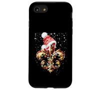 Décoration de Noël Fleur de Lis avec Chapeau de Père Noël Lumières de Noël Coque pour iPhone SE (2020) / 7/8