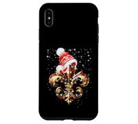 Décoration de Noël Fleur de Lis avec Chapeau de Père Noël Lumières de Noël Coque pour iPhone XS Max