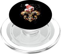 Décoration de Noël Fleur de Lis avec Chapeau de Père Noël Lumières de Noël PopSockets PopGrip pour MagSafe