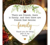 Décoration de Noël « Friend Became Family » - Cadeau pour femme et amie - 2025 - Décoration pour sapin de Noël - Céramique