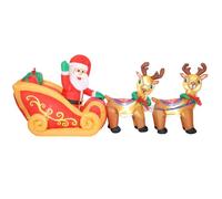 Décoration de Noël Gonflable Père Noël en Traîneau avec Rennes - Décoration Extérieur Grand Format - Polyester ,240x75x100cm