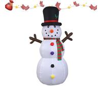 Décoration de Noël gonflable pour l'extérieur - 2,38 m - Décoration de jardin - Avec éclairage, chapeau et écharpe - Pour jardin, terrasse, extérieur, les jours fériés et la décoration saisonnière