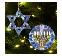 Décoration de Noël Hanoukka en acrylique, décorations de Hanoukka pour sapin de Noël, décoration juive, décoration de Hanoukka Menorah étoile de David à suspendre, décorations de Noël juives de