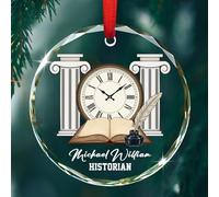 Décoration de Noël historique en verre personnalisée, décoration de professeur d'histoire 2025, nom personnalisé et titre de poste, cadeau de Noël pour les professeurs, les historiens
