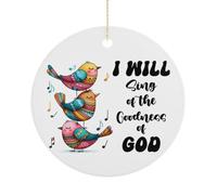 Décoration de Noël, « I Will Sing of the Goodness Of God » à suspendre pour sapin de Noël, souvenir commémoratif chrétien, 7,5 cm, ornements ronds en céramique, cadeaux de Noël