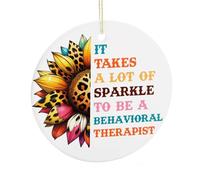 Décoration de Noël, il faut beaucoup de paillettes à suspendre pour sapin de Noël, souvenir commémoratif, 7,5 cm, décorations en céramique, cadeaux de Noël pour technicien du comportement enregistré