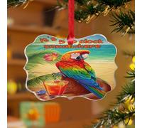 Décoration de Noël « It's Five O'Clock Somewhere » - Deux oiseaux d'amour sur une branche - Papillon vert - Souvenir - Disques en acrylique transparent - Pour bar, piscine, jacuzzi, Luau - Pour