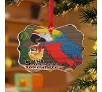 Décoration de Noël « It's Five O'Clock Somewhere » - Flamant rose hawaïen - Aloha - Souvenir personnalisé - Disques en acrylique transparent - Pendentif fleur et feuilles d'ara - Pour décoration