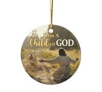 Décoration de Noël Je suis Un Chili de Dieu, Conception de symbolisme Spirituel, pendentifs Religieux Plats en Acrylique 2D, Ornement de Forme Ronde, Souvenirs décoratifs, pour la Maison, la Voiture,