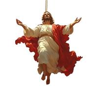 Décoration de Noël Jésus 2D en acrylique, 8 x 7,5 x 1 cm, revêtement double face avec effets de transmission de lumière, décoration religieuse à suspendre pour intérieur