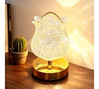 Décoration de Noël - Lampe de table en forme d'étoile - Rechargeable - Veilleuse LED avec 3 modes de couleur - Décoration de Noël - Lanterne en cristal LED - Commande tactile - Lampe sans fil pour