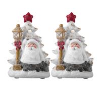 Décoration de Noël LED Batterie Personnages de Noël illuminés Fenêtre, Père Noël avec arbre, LxlxH 14,5x12x22 cm, set de 2