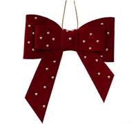 Décoration de Noël légère en tissu peluche avec cœur et nœud remplis de coton pour sapin et fenêtre (D)