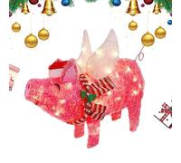 Décoration de Noël lumineuse - Cochon de Noël pour jardin | Statues de jardin Art de jardin Cochon rose, décoration de la maison, décorations de patio illuminées