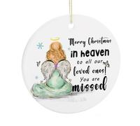 Décoration de Noël « Merry Christmas in Heaven to All Our Loved Ones » pour sapin de Noël, décorations de Noël amusantes à suspendre, décoration de fête de Noël, cadeaux de Noël pour la perte de votre