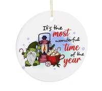 Décoration de Noël « Merry Christmas », « It's The Most Wonderful Time of the Year » - Souvenir plat à suspendre sur le sapin de Noël - Souvenir amusant en céramique - Cadeau de Noël pour les amateurs