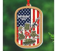 Décoration de Noël militaire 2025 personnalisable au choix de l'année/du nom de l'armée - Cadeau unique pour félicitations, appréciation, retraite, vétéran, papa, grand-père