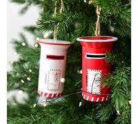 Décoration de Noël, mini boîte aux lettres festive, à accrocher sur une étagère d'arbre de Noël, 6,5 x 6,5 x 10 cm (mélange de couleurs)