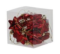 Décoration de Noël - Mini boules de Noël en plastique incassables - Convient pour l'extérieur - Paillettes, mates et brillantes - Assortiment (étoiles Ø 50 mm, rouge, 18)