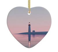 Décoration de Noël minimaliste en céramique imprimée phare - 7,4 cm, parfaite pour les rebords de fenêtre, les cheminées et les salons. Décoration de maison de vacances.