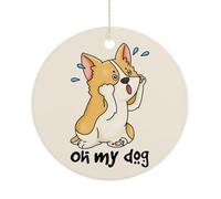 Décoration de Noël, Oh My Dog Décorations à suspendre pour sapin de Noël drôle Jeu de mots animaux Puns Souvenir commémoratif 7,5 cm Ornements ronds en céramique, cadeaux de Noël