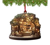 Décoration de Noël,Ornements Librairie pour Sapin | Pendentif Bibliophile pour Fête Hivernale Lecteur Fenêtre Porte Intérieur Fête Familiale Célébration Maison,Lecteur Bibliothèque Intérieure Porte Ma
