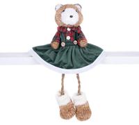 Décoration de Noël, ours en peluche en robe verte, 17x14x26 cm