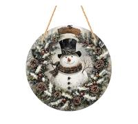 Décoration de Noël Panneau de Bonhomme Neige en métal, noël, en étain, pour l'extérieur, Porche, Couronne Flocons Neige, décoration Murale, 12 Pouces