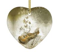 Décoration de Noël papillon et violoncelle en céramique à suspendre pour sapin de Noël, arbre de Noël, cadeau pour un ami