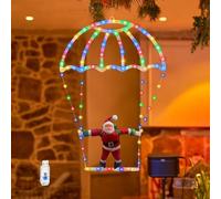 Décoration de Noël Père Noël - Guirlande lumineuse en parachute - Éclairage de Noël extérieur avec 8 modes et minuterie - Décoration de Noël - Père Noël - Suspension pour extérieur, sapin de Noël
