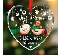 Décoration de Noël personnalisée 2025 avec inscription « Best Friends » - Cadeau souvenir de Noël pour meilleure amie et âme sœur - Année personnalisée et noms de meilleurs amis - Décoration de sapin