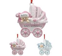 Décoration de Noël Personnalisée 2025 avec Nom et Date, Premier Cadeau de Noël de Bébé Cadeaux pour Bébés Nouveau-nés, Petits-Enfants Ornement de Sapin Personnalisée en Résine 2025