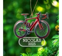 Décoration de Noël personnalisée 2025 en forme de vélo - Cadeau de Noël personnalisé pour sœur, frère, amateurs de sport - Ornement en forme de vélo de route