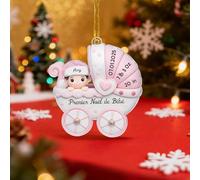 Décoration de Noël Personnalisée 2025 - Ornement en Acrylique avec Nom et Caractéristiques du Bébé - Cadeau Personnalisé Naissance Bébé, Baby Shower - Premier Noël du Bébé, pour Parents, Maman et Papa
