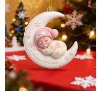 Décoration de Noël Personnalisée 2025 - Ornement en Acrylique avec Nom et Caractéristiques du Bébé - Cadeau Personnalisé Naissance Bébé, Baby Shower - Premier Noël du Bébé, pour Parents, Maman et Papa