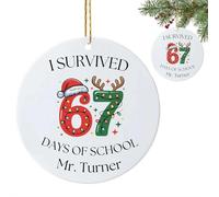 Décoration de Noël personnalisée 67 ans 2025, ornement amusant en acrylique avec nom et année, ornements personnalisés drôles pour adolescent, petit-enfant, chapeau de Père Noël, décoration de Noël