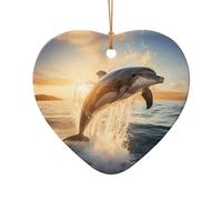 Décoration de Noël personnalisée avec impression dauphin avec corde de suspension en fil doré, décorations pour sapin de Noël