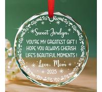 Décoration de Noël personnalisée avec inscription « You're My Greatest » - Cadeau de Noël 2025 pour fils et fille de la part de maman, mère, maman, décoration de sapin de Noël en verre avec noms/année