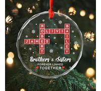 Décoration de Noël personnalisée avec mots croisés de nom de famille Scrabble, souvenir de noms personnalisés (S1)