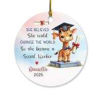 Décoration de Noël personnalisée avec nom « She Believed She Could Change The World » - Décoration de Noël à suspendre 2025 - Ornements de diplôme de maîtrise gradués personnalisés
