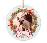 Décoration de Noël personnalisée avec photo personnalisée, ajoutez du texte d'image avec impression recto-verso - Décoration commémorative en céramique à suspendre, mariage, remise de diplôme